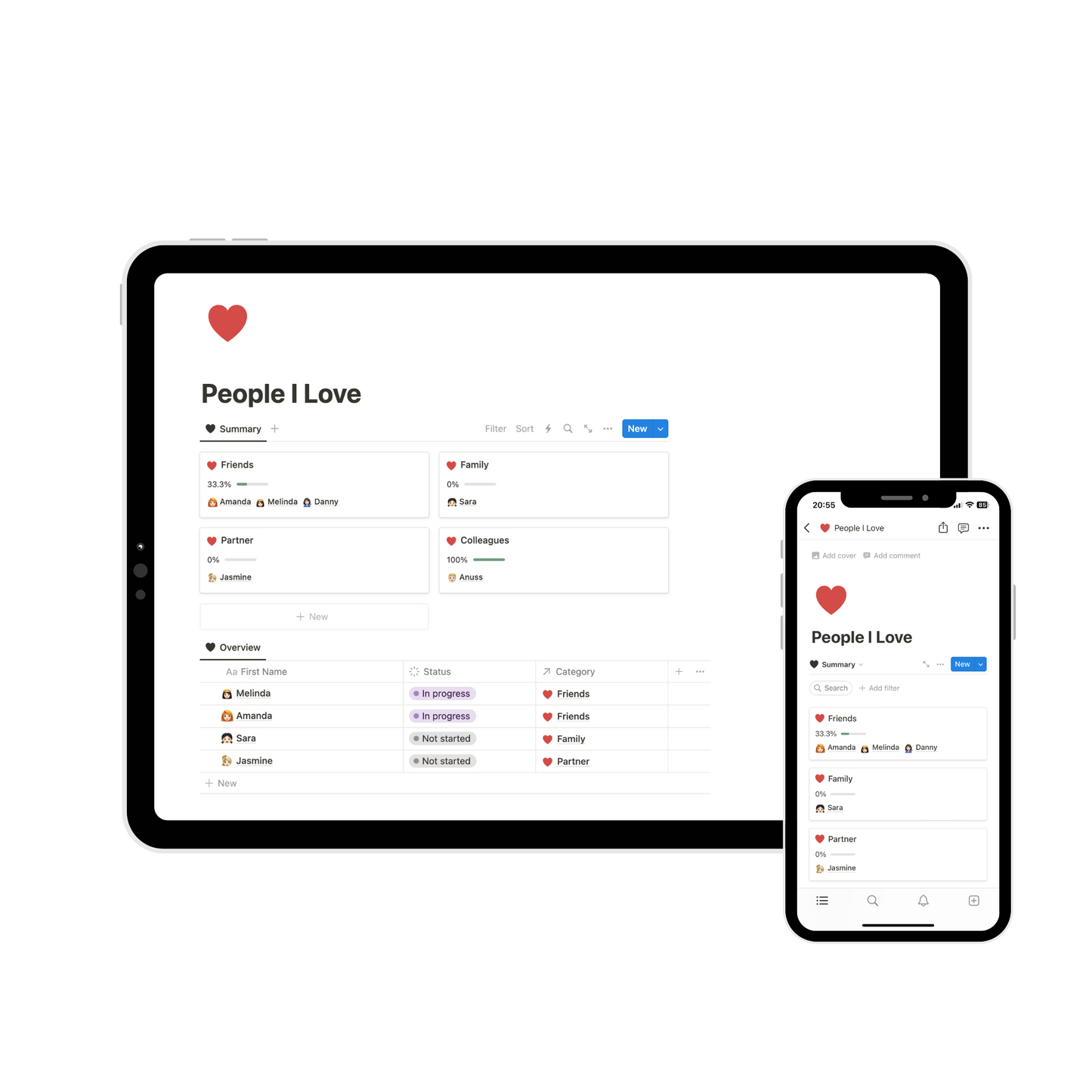 People I Love: Notion Template