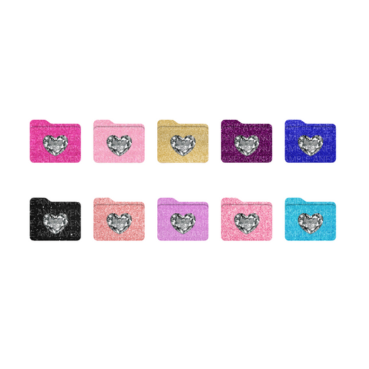 Glitter  Heart Folder Icons V1 (10-Pack)